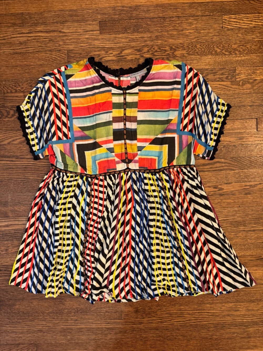 Anthropologie Conditions Apply Multicolor Striped Peplum Tunic Size Small - Picture 5 of 7